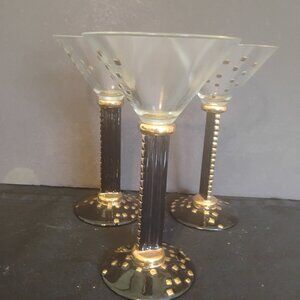 Stolichnaya Vodka Patricia Heller Martini Art Glass 1998, Set of 3